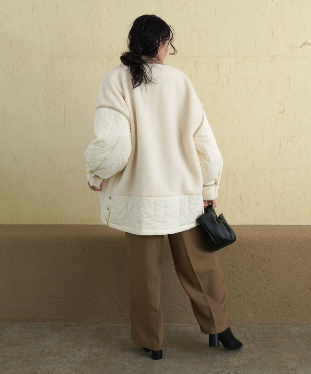 ボアキルティング切り替えコート