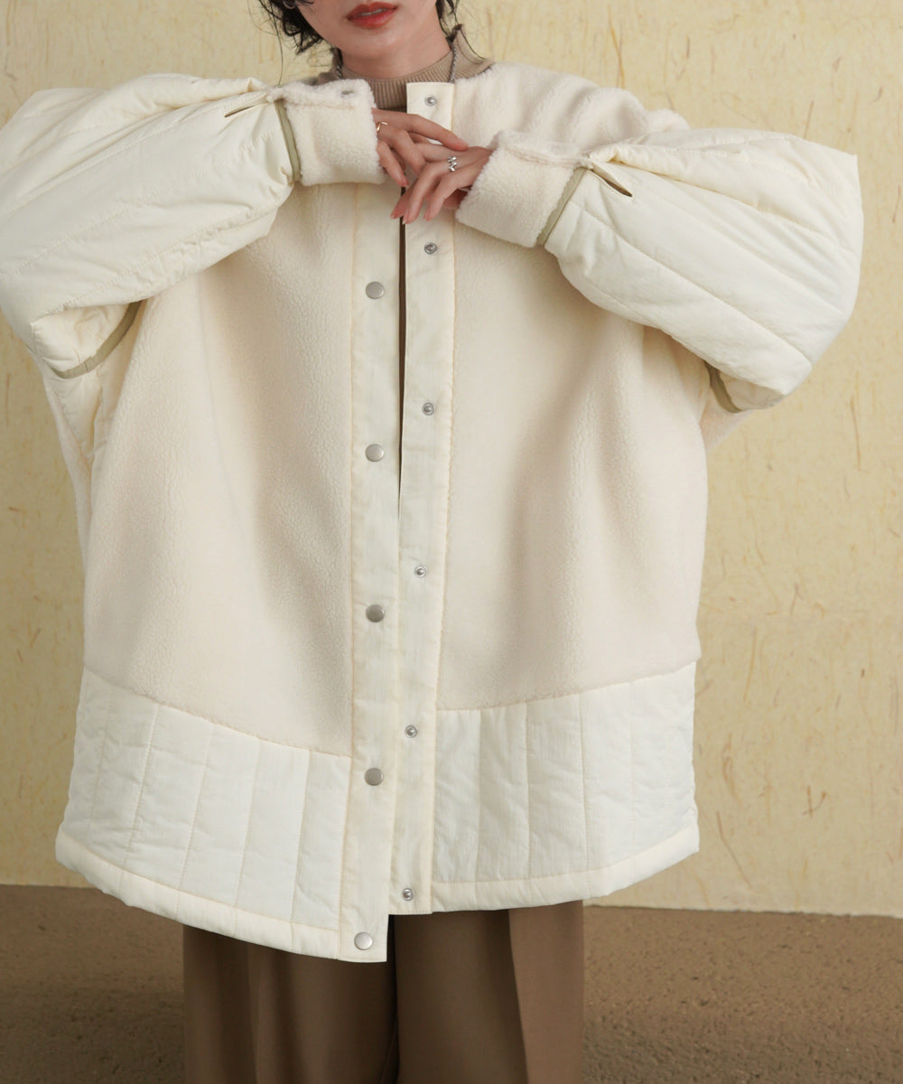 ボアキルティング切り替えコート