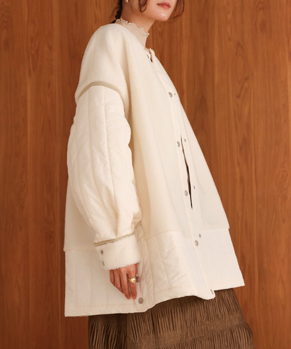 ボアキルティング切り替えコート