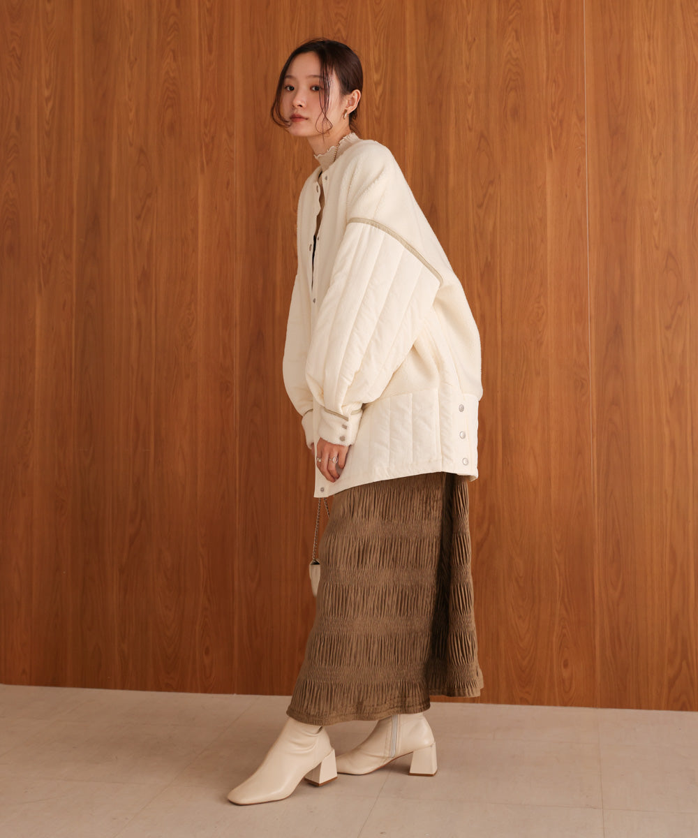 ボアキルティング切り替えコート