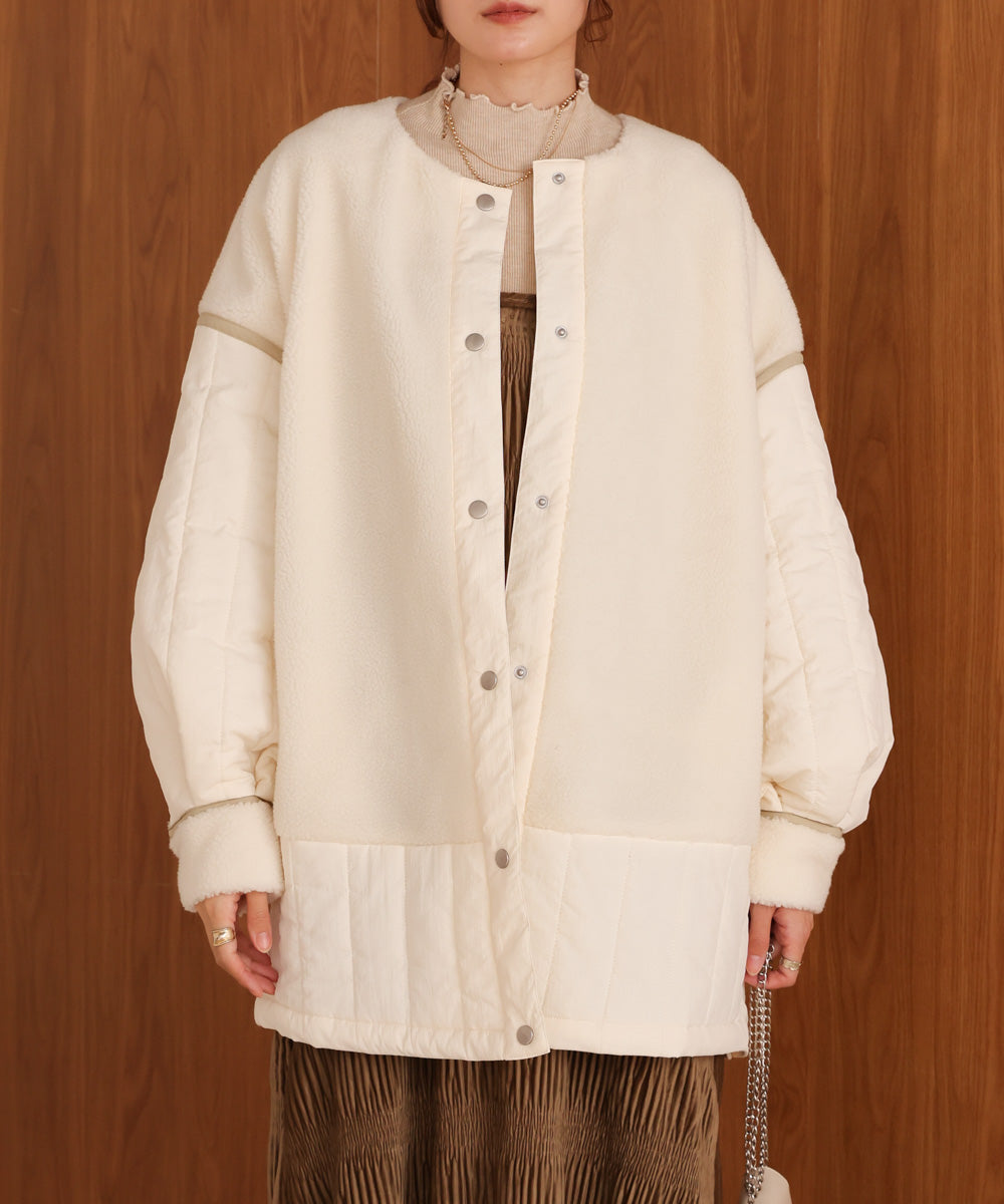 ボアキルティング切り替えコート