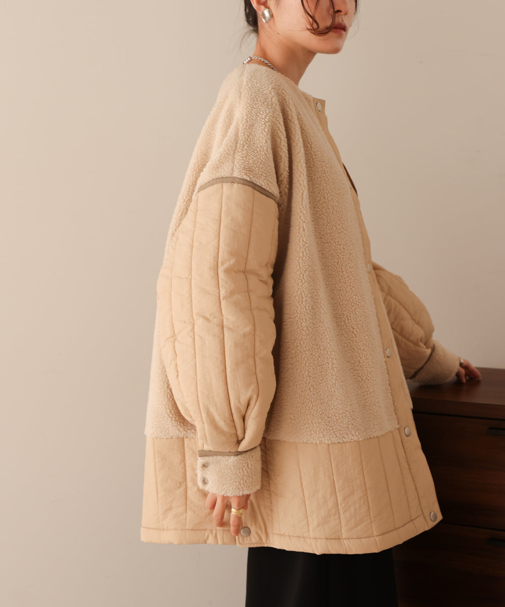ボアキルティング切り替えコート