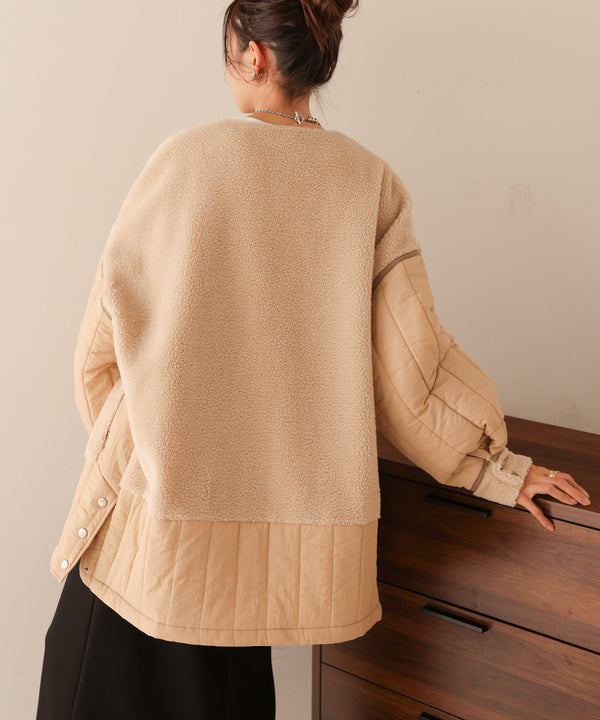 ボアキルティング切り替えコート