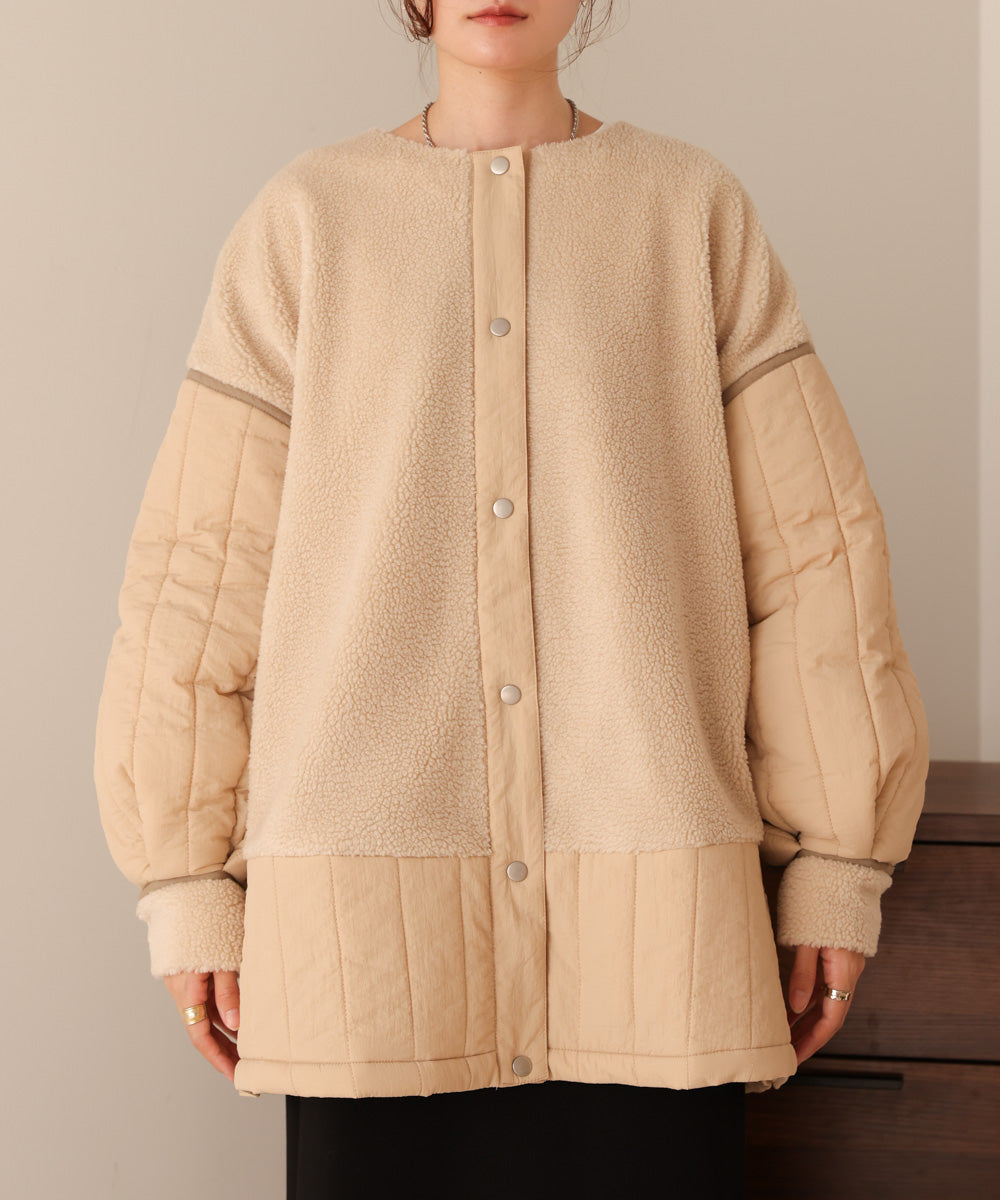 ボアキルティング切り替えコート