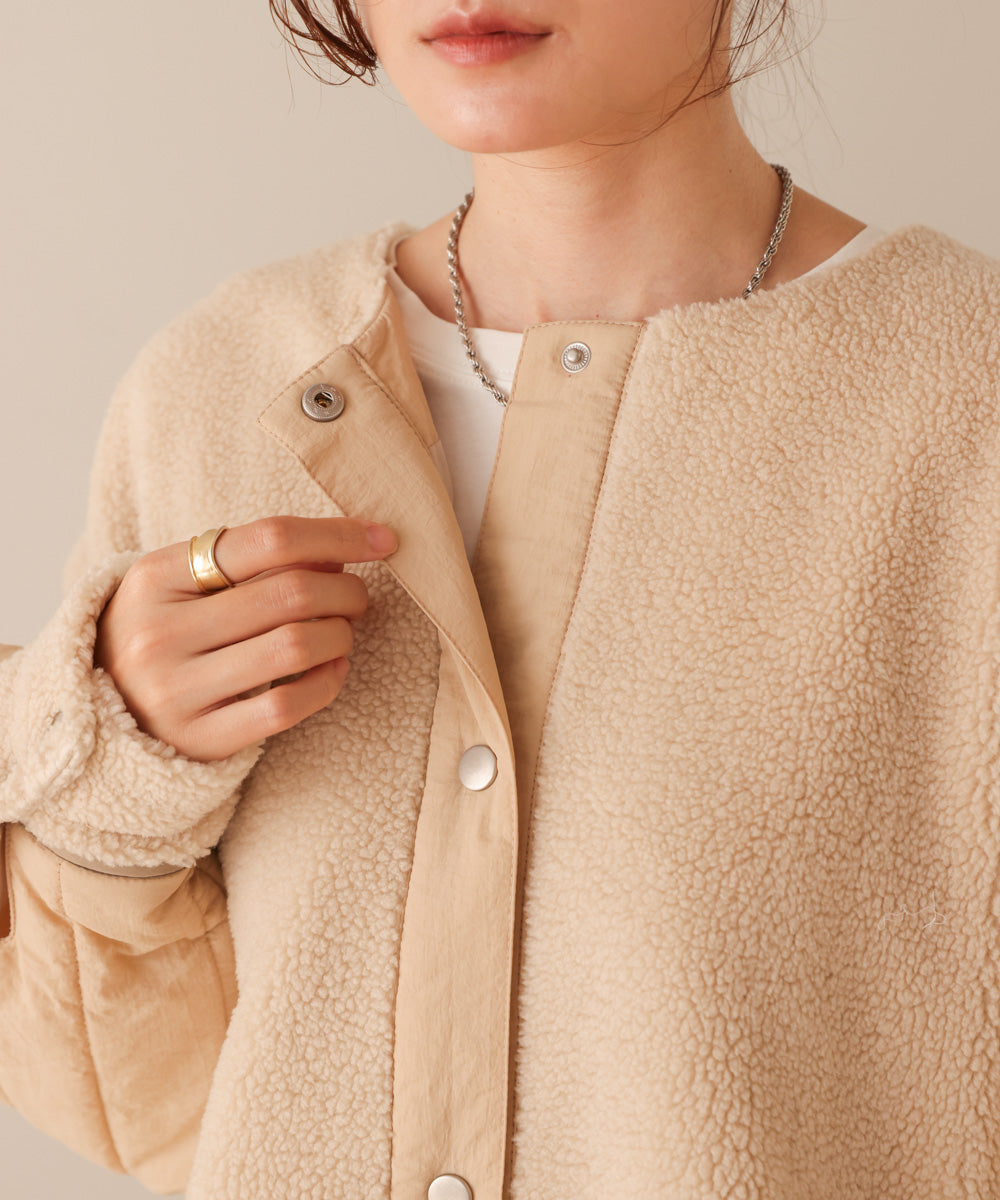 ボアキルティング切り替えコート