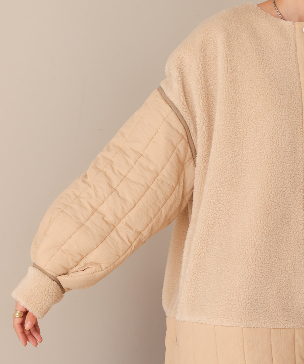 ボアキルティング切り替えコート