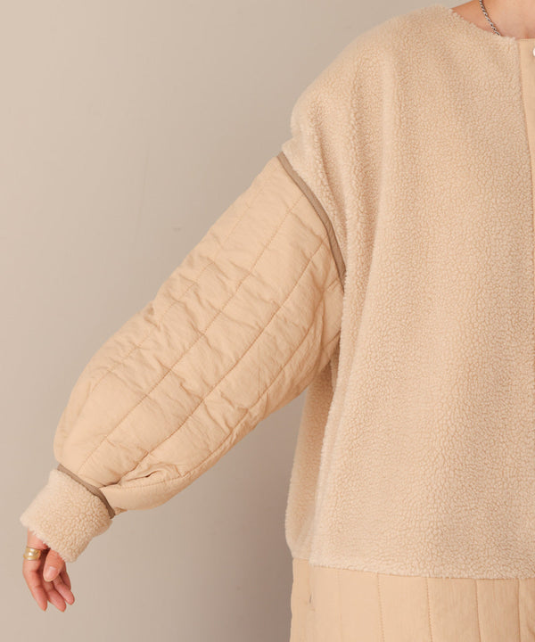 ボアキルティング切り替えコート