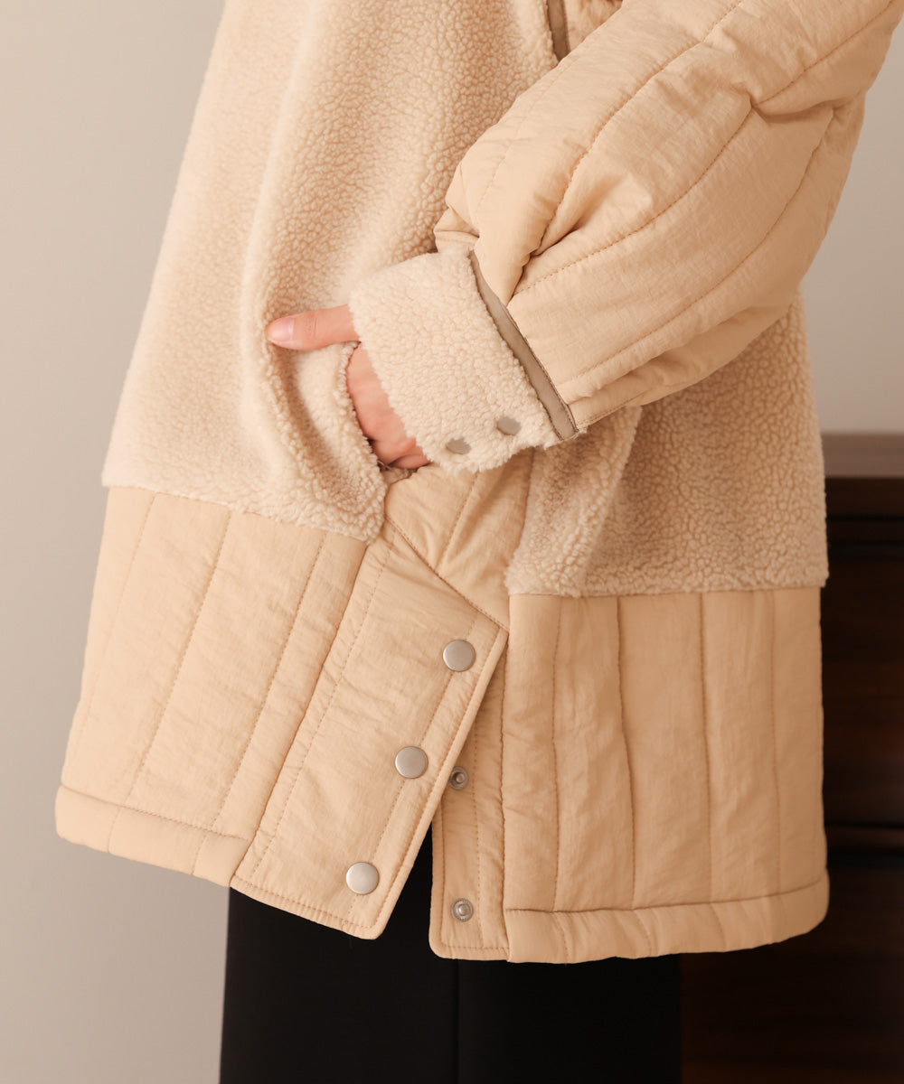 ボアキルティング切り替えコート