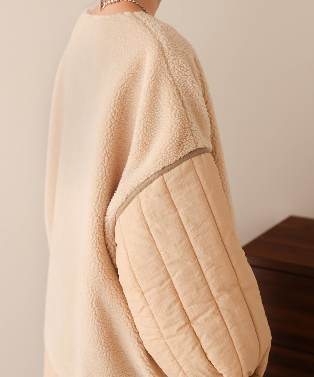 ボアキルティング切り替えコート