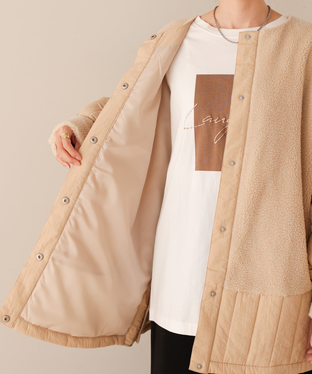ボアキルティング切り替えコート