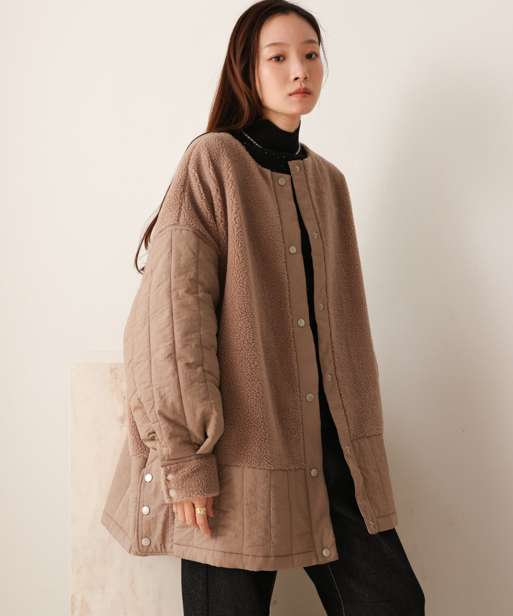 ボアキルティング切り替えコート
