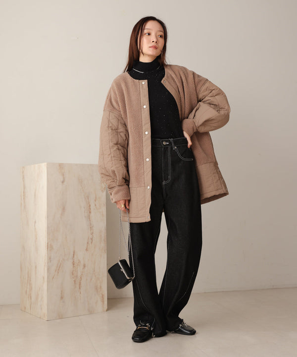 ボアキルティング切り替えコート