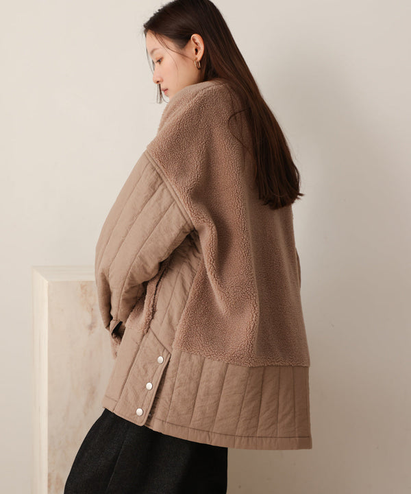 ボアキルティング切り替えコート