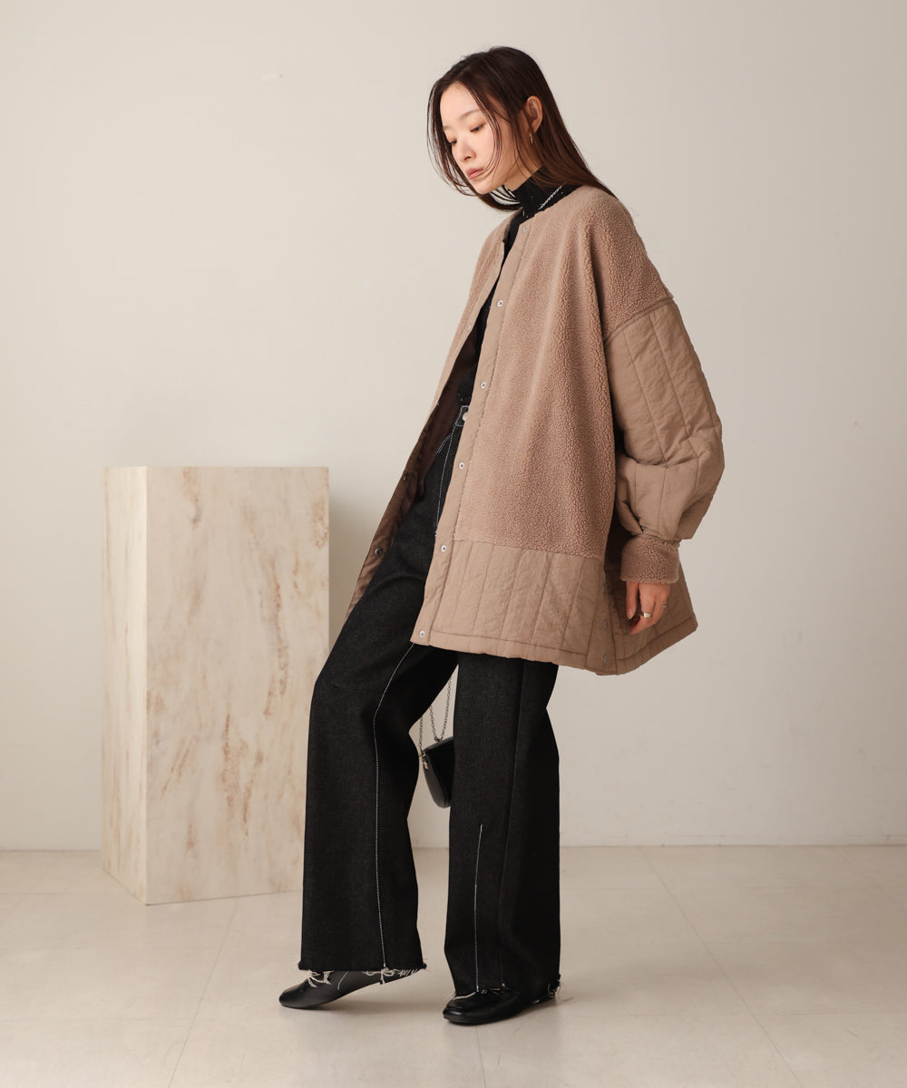 ボアキルティング切り替えコート