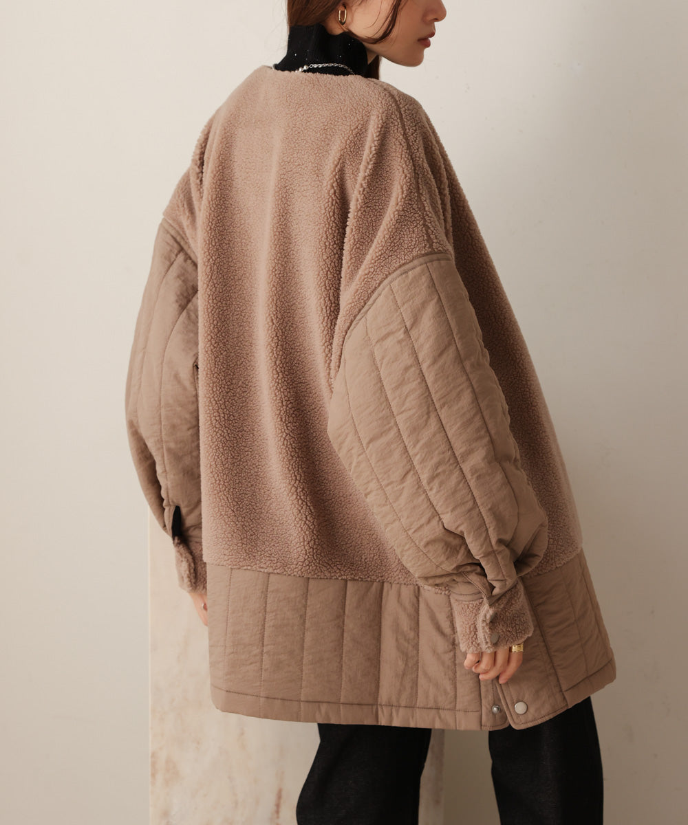 ボアキルティング切り替えコート