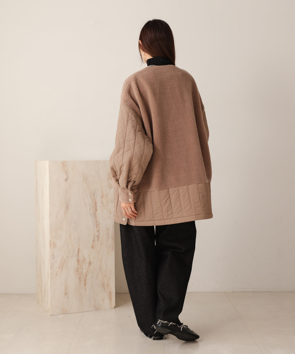 ボアキルティング切り替えコート