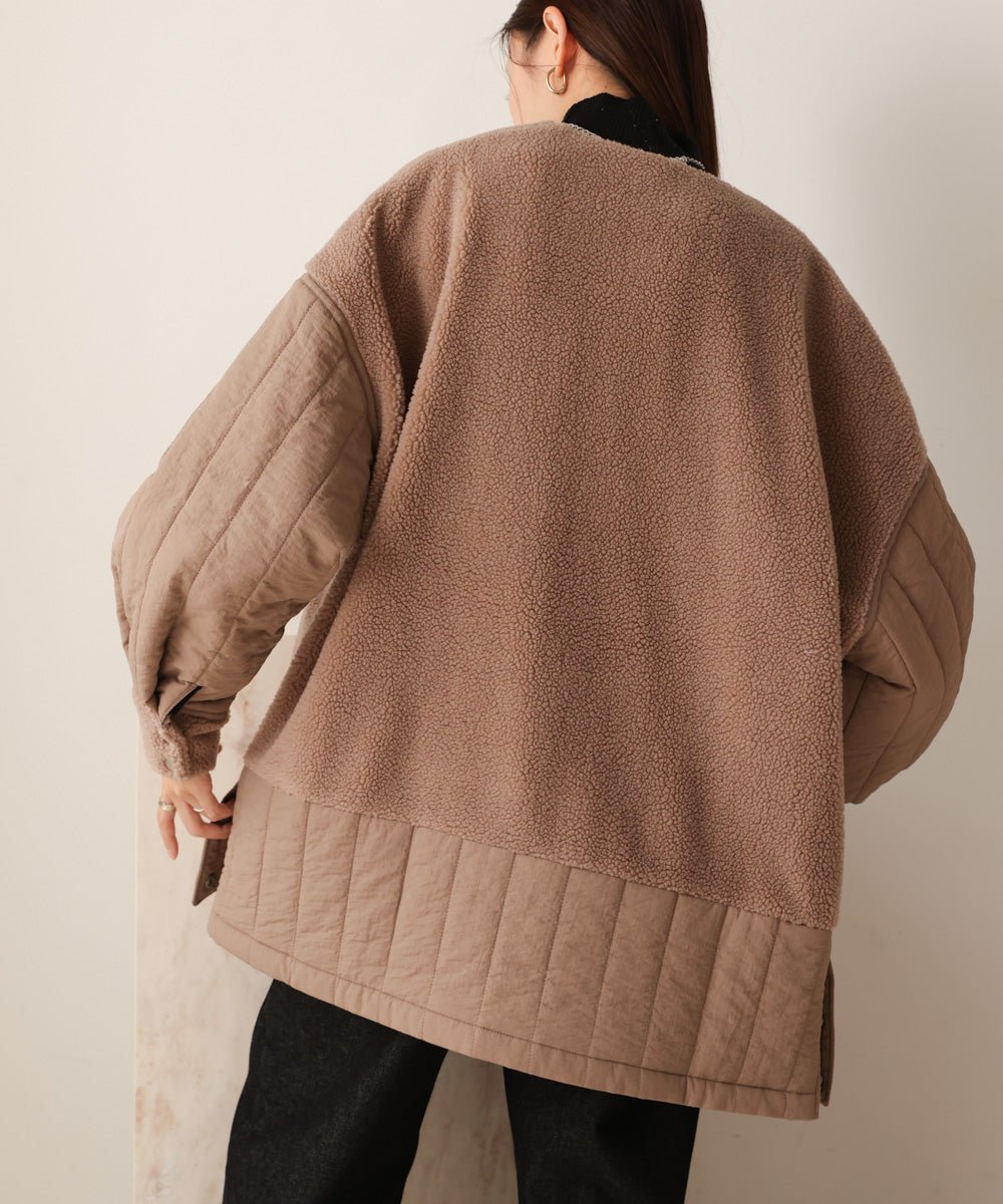 ボアキルティング切り替えコート
