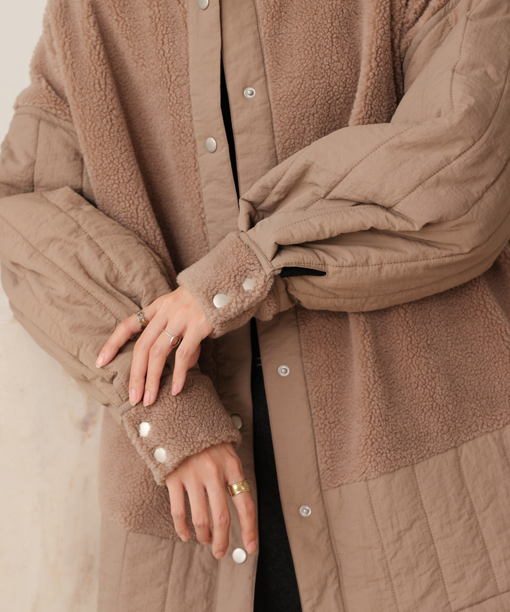 ボアキルティング切り替えコート