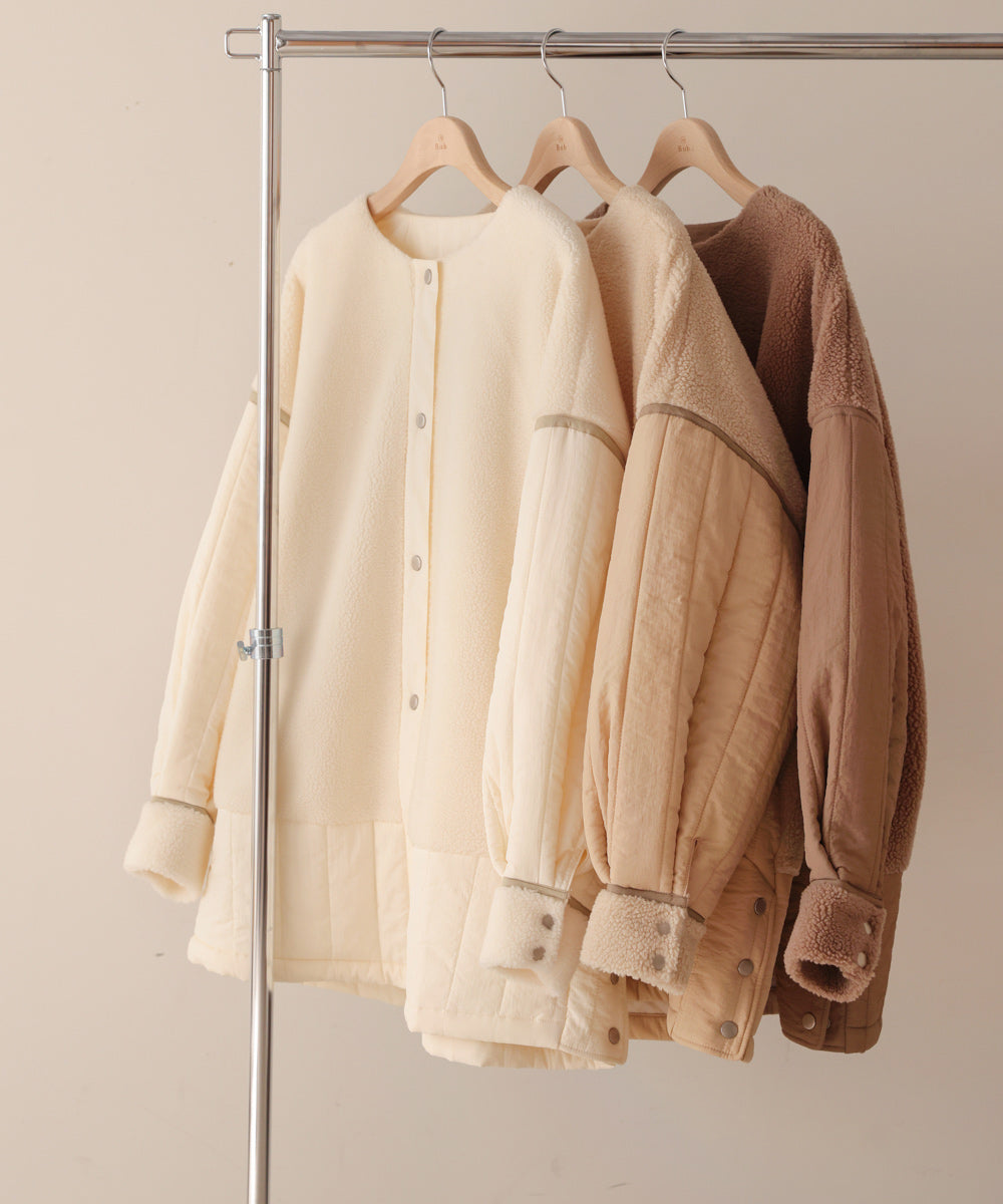 ボアキルティング切り替えコート