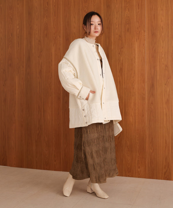 ボアキルティング切り替えコート