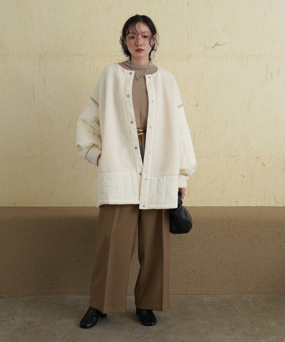 ボアキルティング切り替えコート