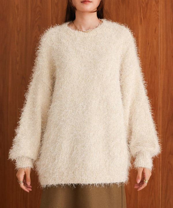 lame shaggy knit tops