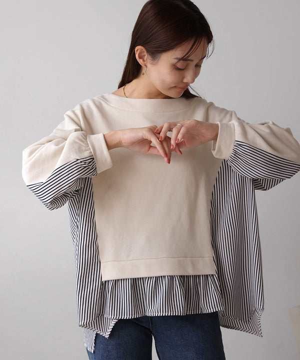 ヘム切替裏毛プルオーバー