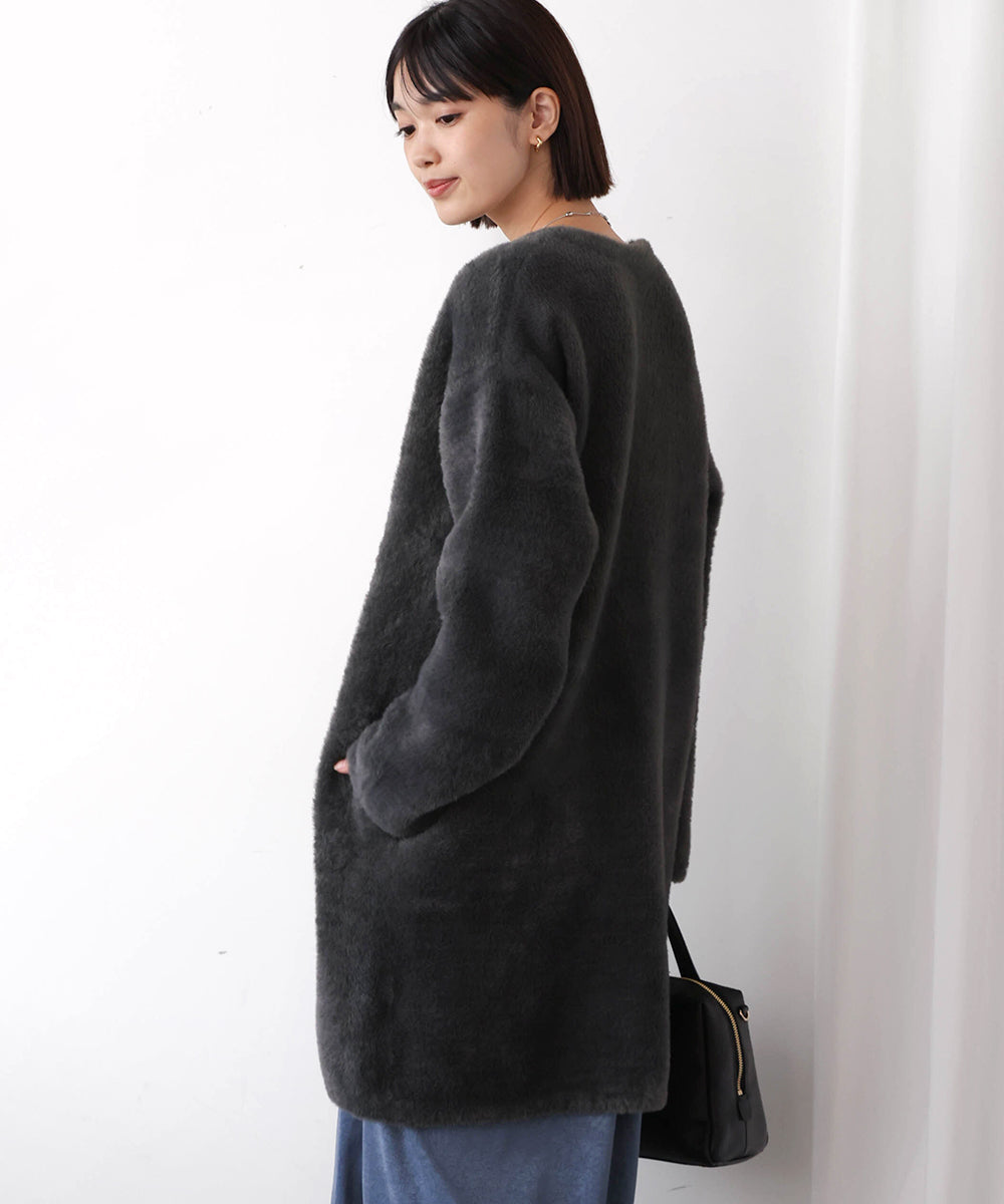 Wフェイスシャギーニットカーディガン 