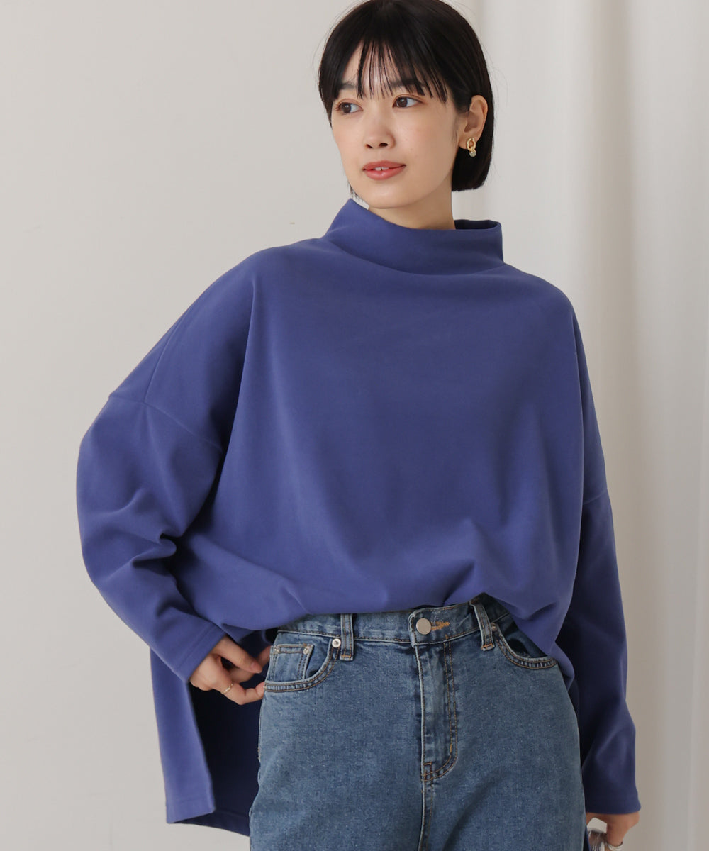 ボトルネックサイドスリットフリースプルオーバー