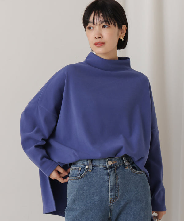 ボトルネックサイドスリットフリースプルオーバー