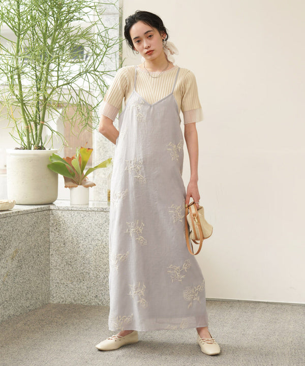 【S・Mサイズ展開】シアー刺繍キャミワンピース