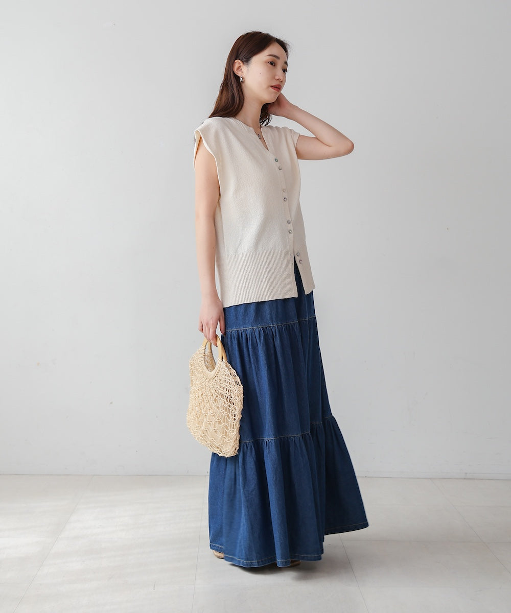 WOMENS レモンドットニットベスト ホワイト/072342770
