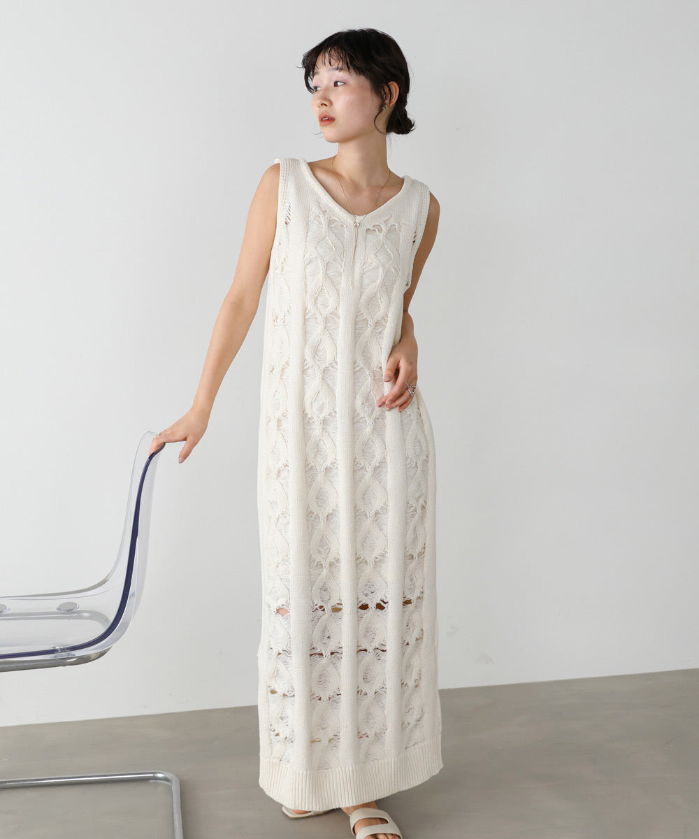 【S・Mサイズ展開】ミックス編みニットワンピース