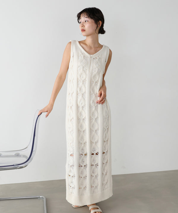 【S・Mサイズ展開】ミックス編みニットワンピース