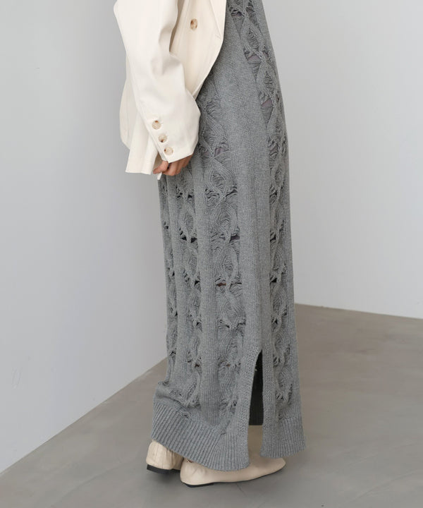 【S・Mサイズ展開】ミックス編みニットワンピース