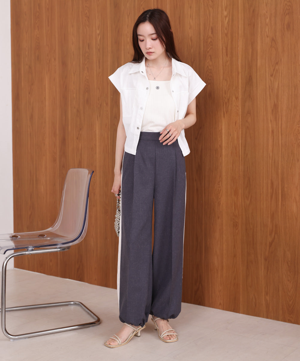 【S・Mサイズ展開】２ＷＡＹセンタープレスサイドラインパンツ