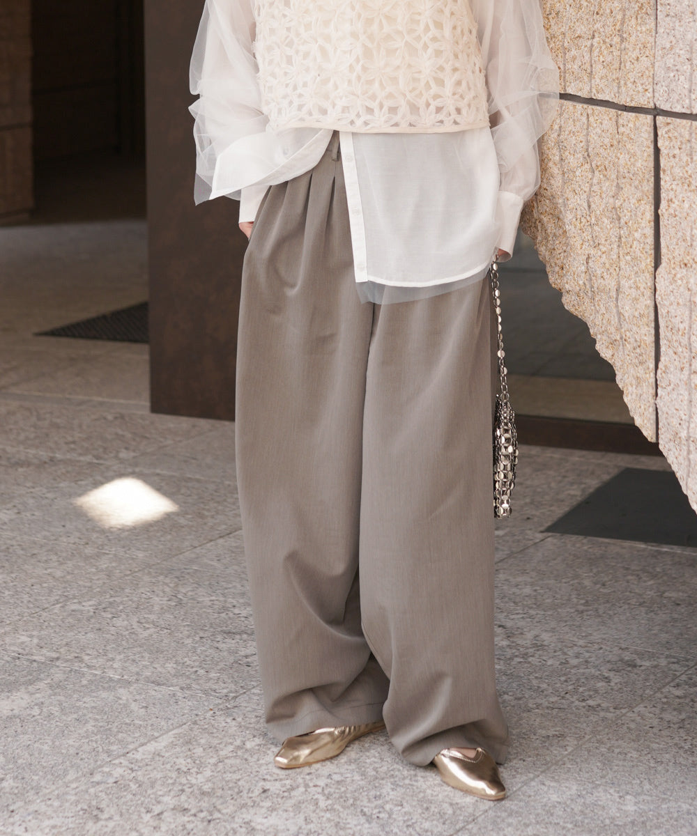 S・Mサイズ展開】フロントタックワイドパンツ
