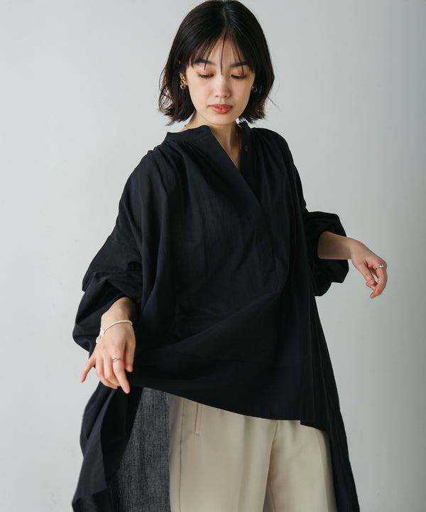 コットン楊柳イレギュラーチュニック