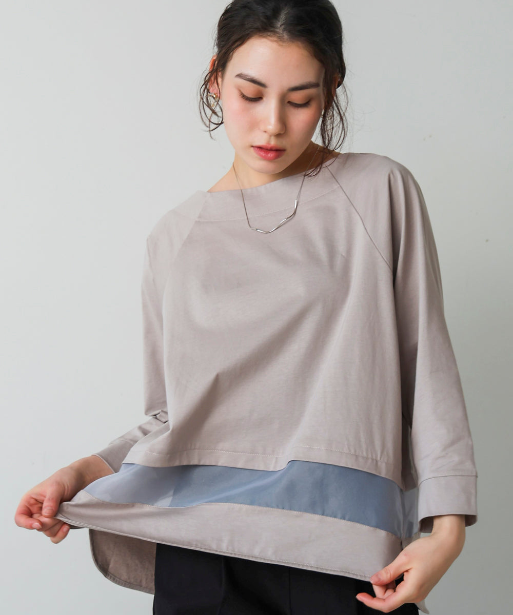 Ｗシルケットシアーラインプルオーバー