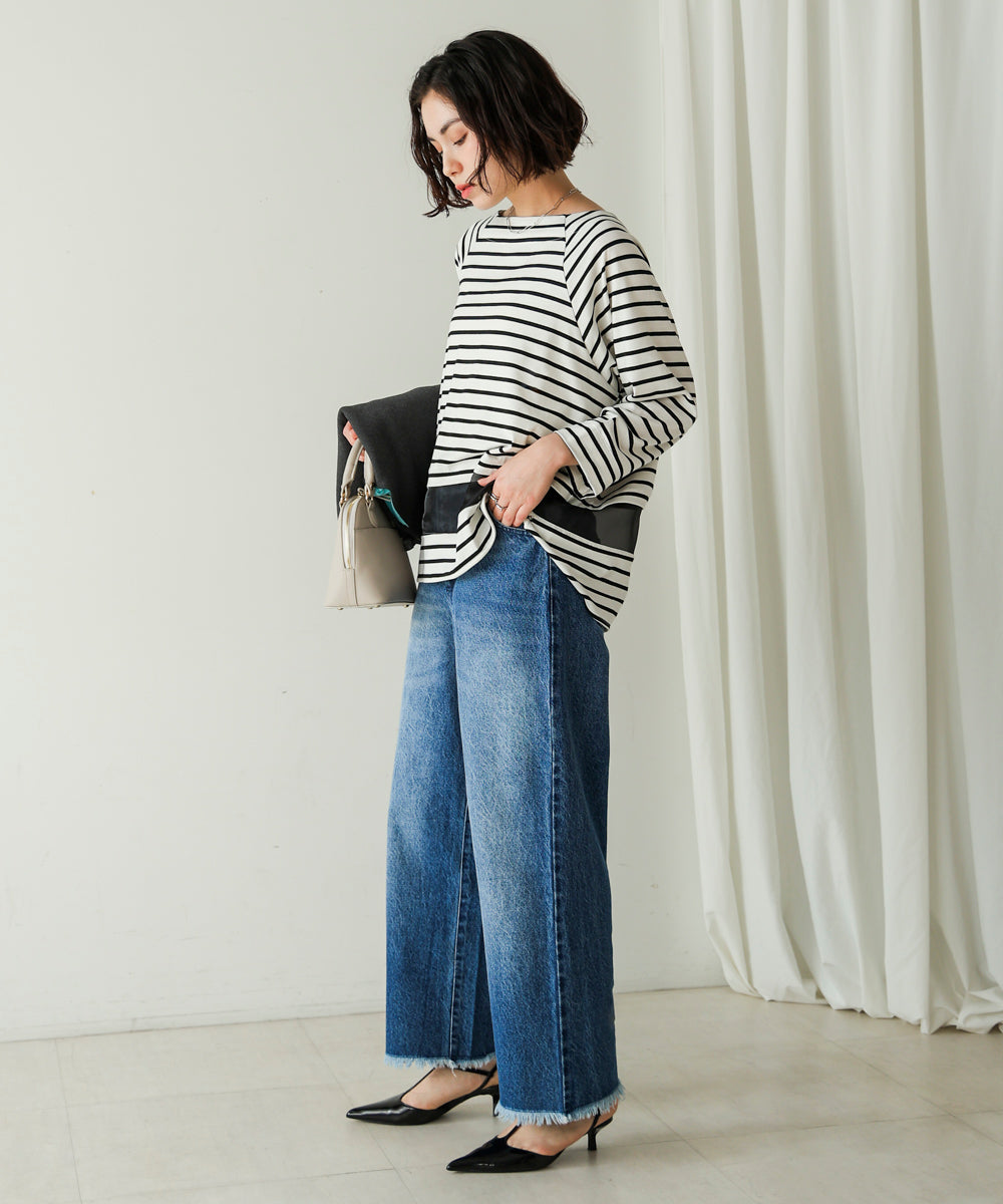 Ｗシルケットシアーラインプルオーバー