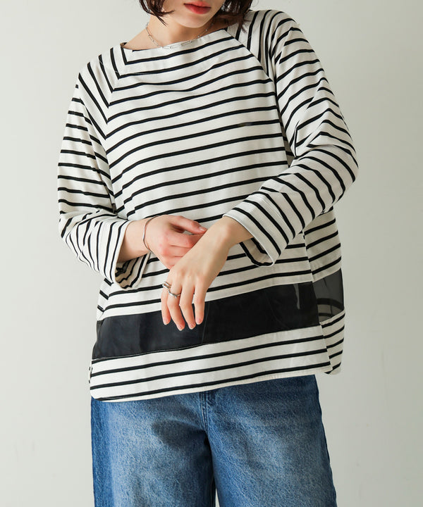 Ｗシルケットシアーラインプルオーバー