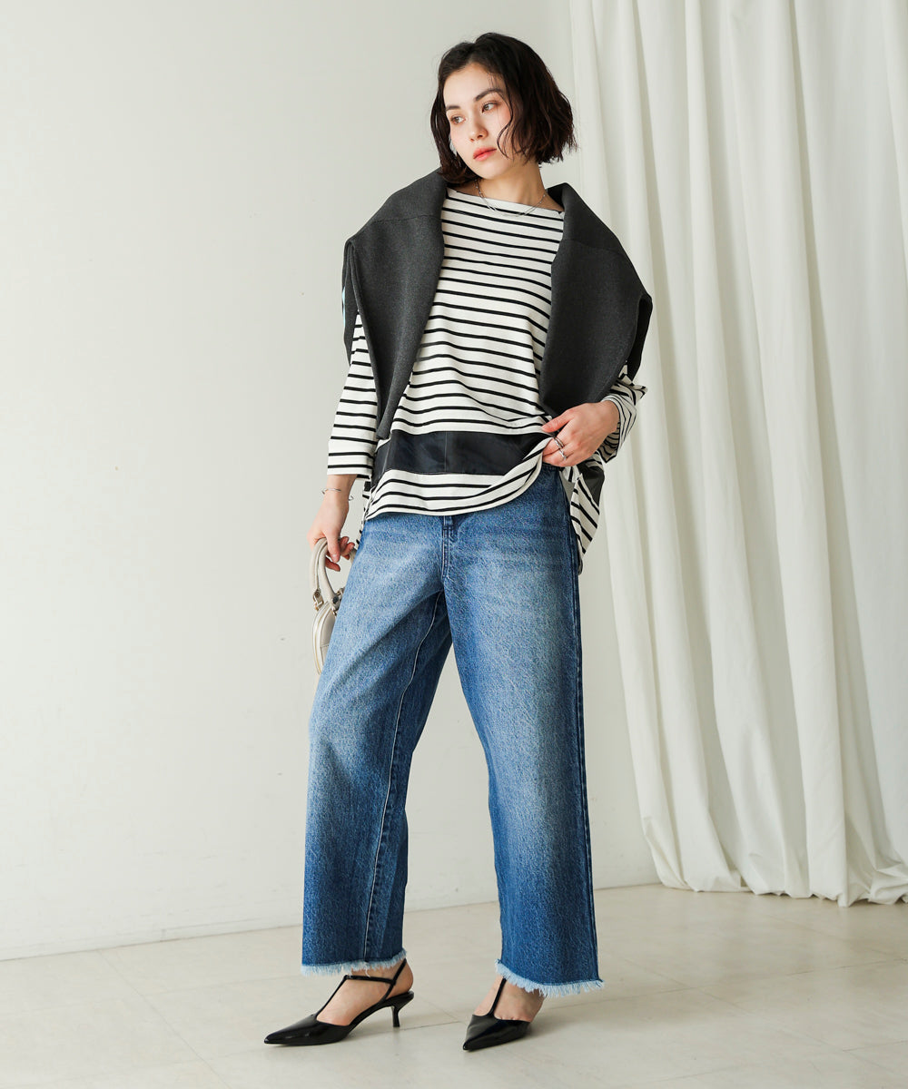 Ｗシルケットシアーラインプルオーバー