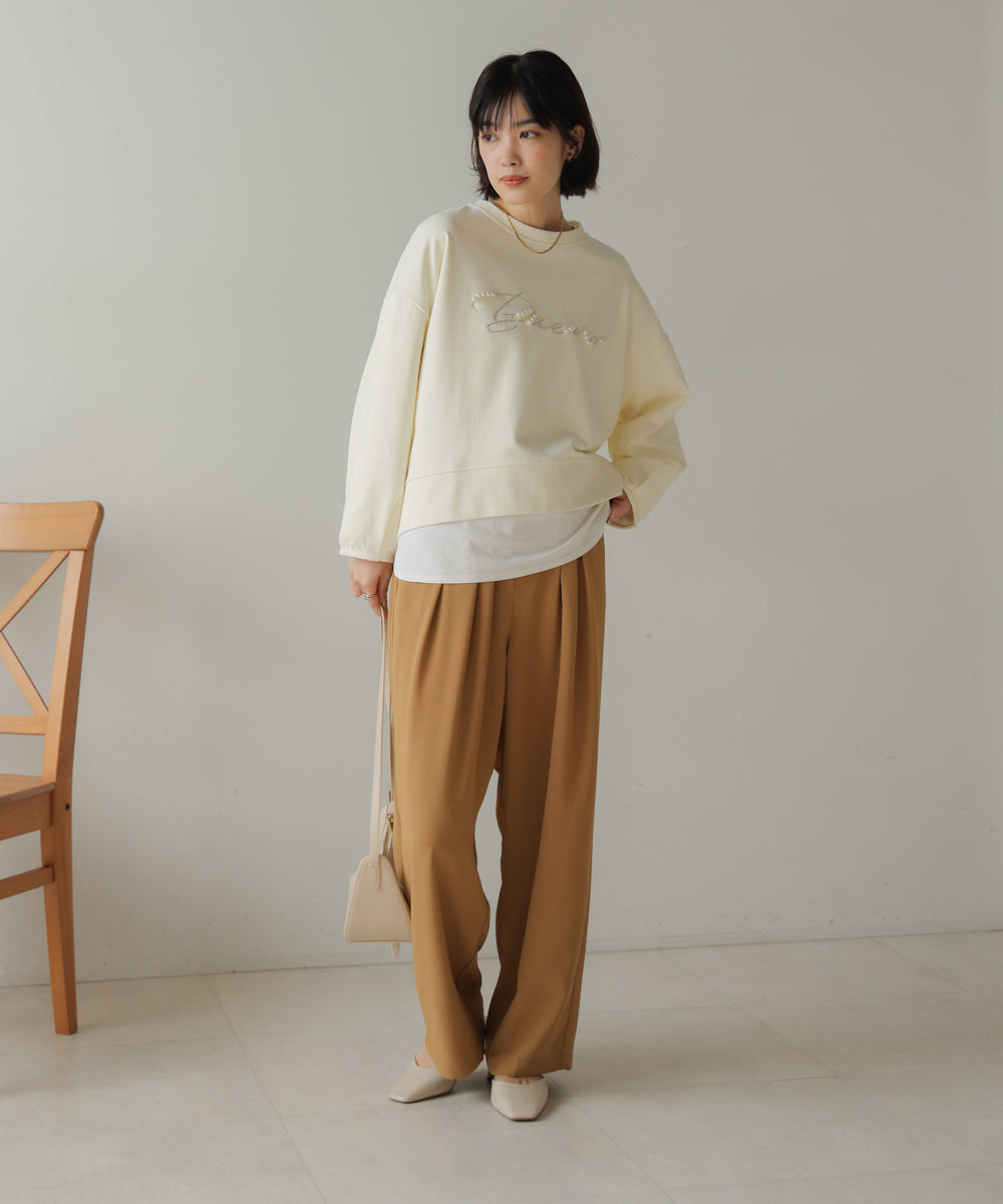 パール刺繍ロゴプルオーバー