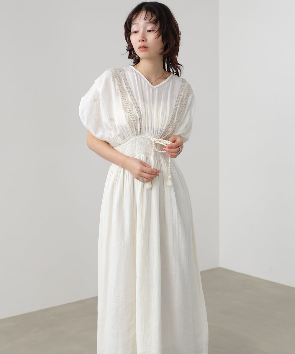 S・Mサイズ展開】フロント刺繍ウエストシャーリングワンピース