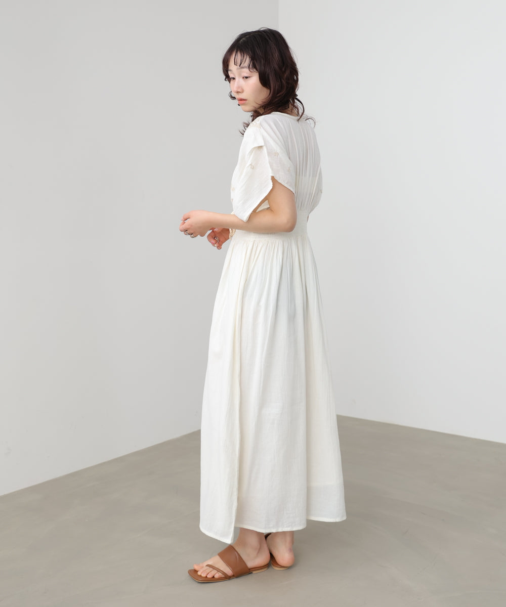S・Mサイズ展開】フロント刺繍ウエストシャーリングワンピース