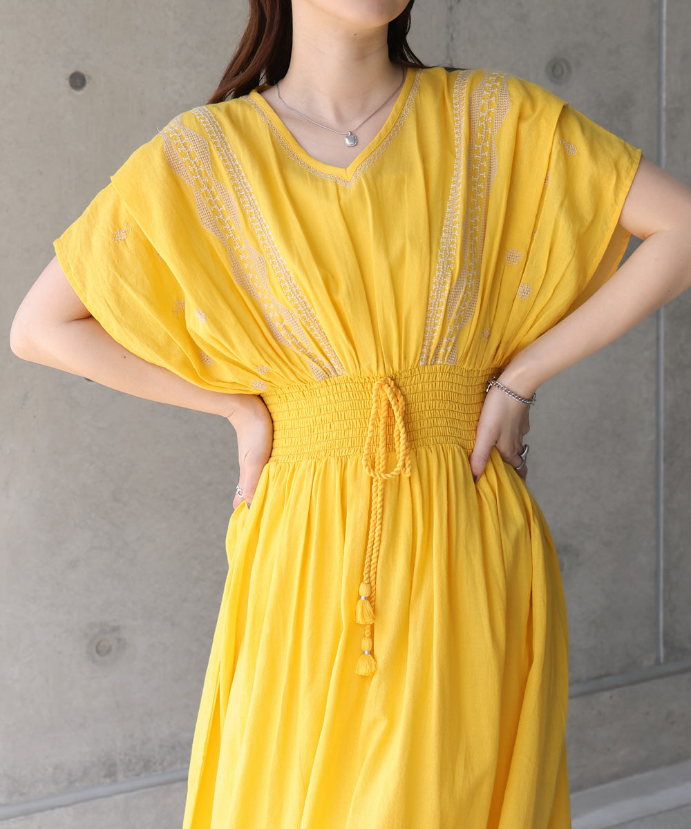 S・Mサイズ展開】フロント刺繍ウエストシャーリングワンピース