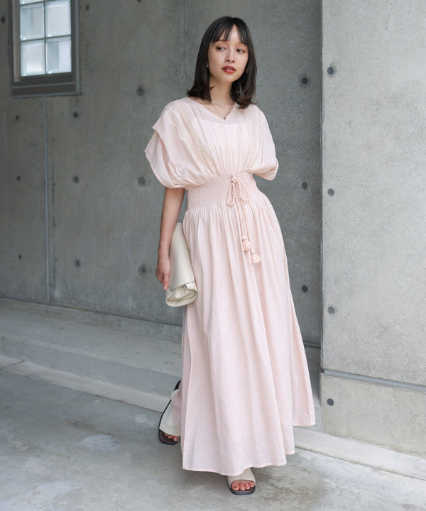 【S・Mサイズ展開】フロント刺繍ウエストシャーリングワンピース