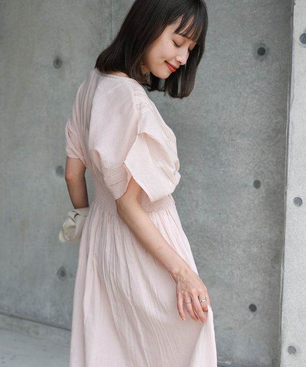 【S・Mサイズ展開】フロント刺繍ウエストシャーリングワンピース