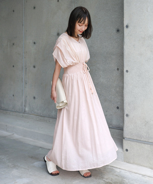 【S・Mサイズ展開】フロント刺繍ウエストシャーリングワンピース