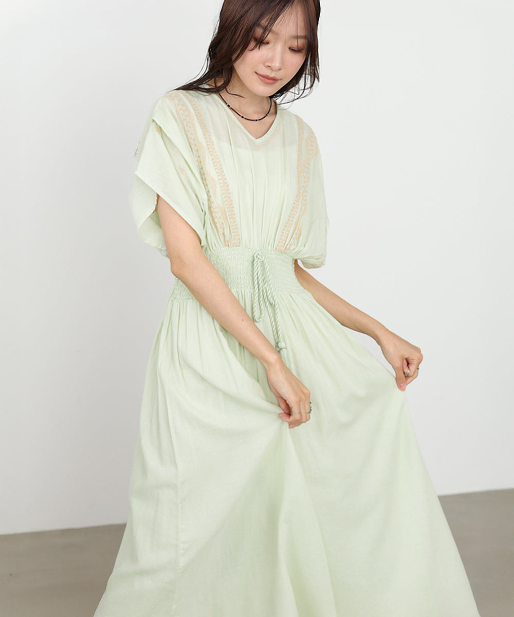 S・Mサイズ展開】フロント刺繍ウエストシャーリングワンピース